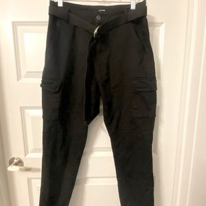 Oversized Black Cargo Pants with Removable Belt